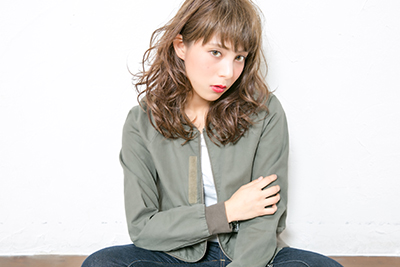 キメすぎない外国人風濡れウェーブ(正面)